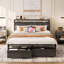 King Bed Frame With Storage Headboard, Charcoal Grey-1513758412-1513758414