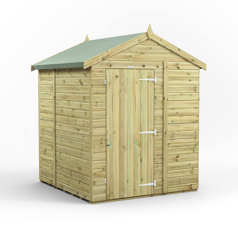 Powersheds 6 x 6ft Premium Pressure Treated Timber Windowless Apex Garden Shed, 6 ft. W x 6 ft. D