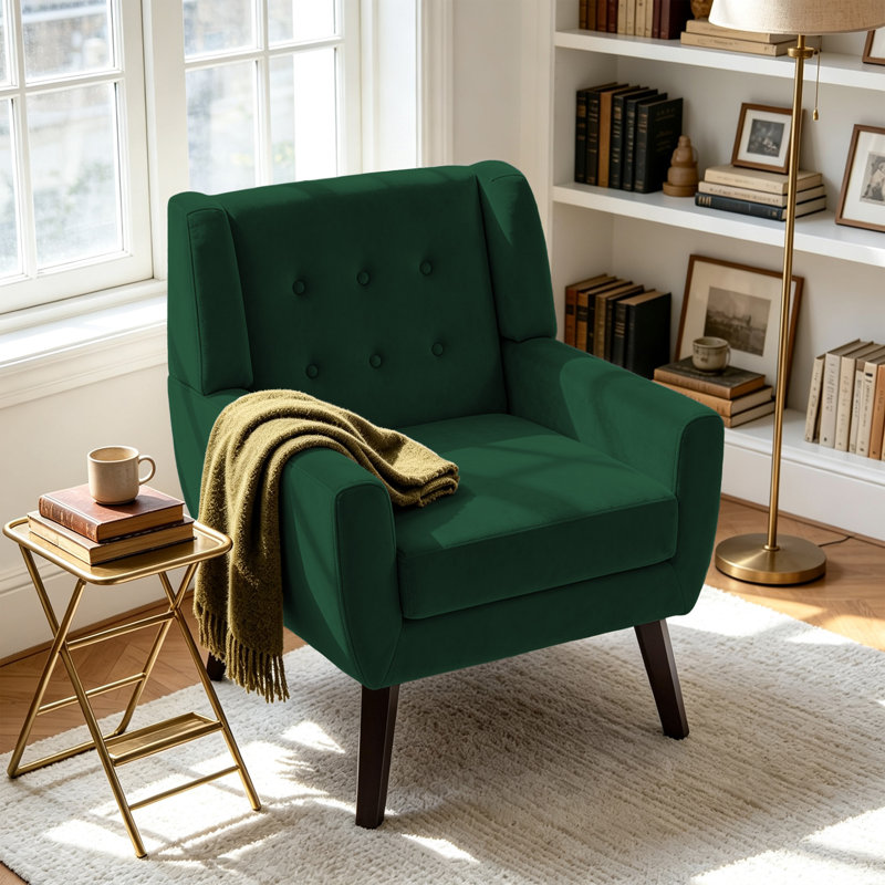 Fauteuil Jaqueze, Velours performance rétro vert