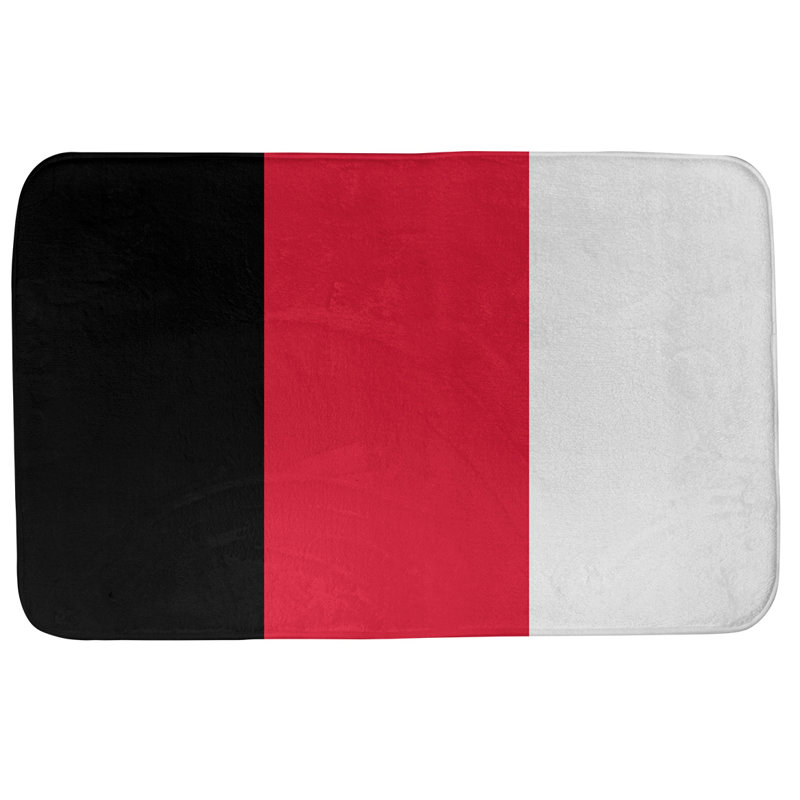 Memory Foam Non-Slip Bath Rug, 21" W x 34" L, Black/Red, Oklahoma 