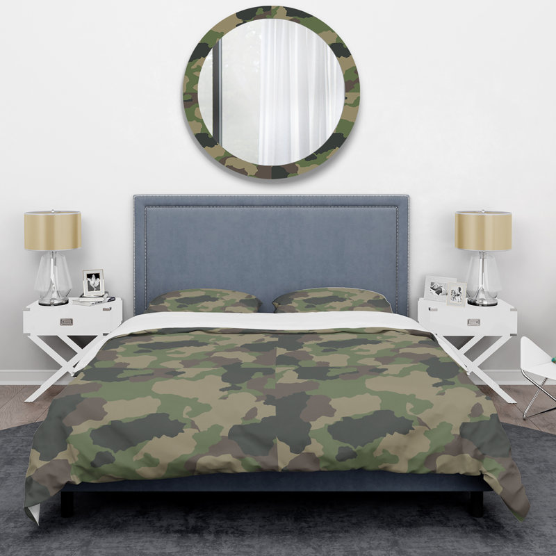 Ensemble de housse de couette en microfibre brun / vert 3 pièces