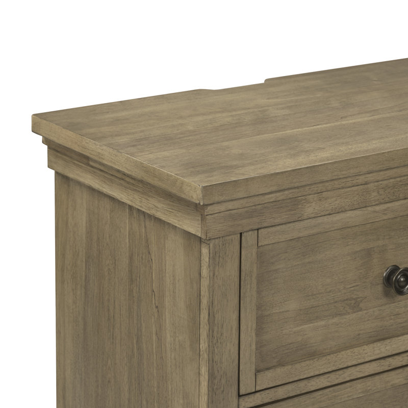 Ensemble de chambre à coucher avec grand lit à panneaux, commode et miroir, commode et table de chevet Kamoura, Grand lit