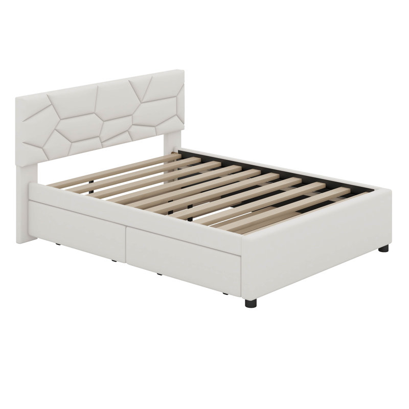 Grand lit avec lit gigogne et tiroirs, Beige