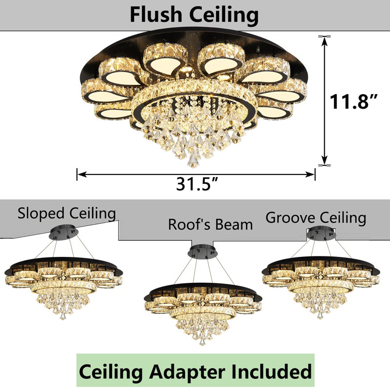 Lustre en cristal Glam, Noir mat