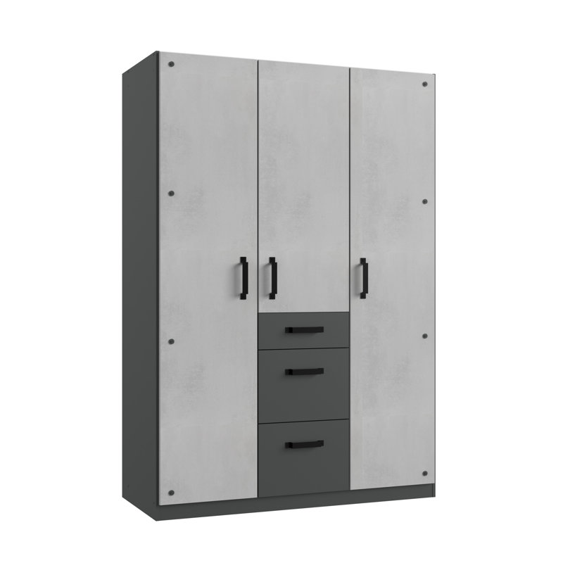 Anibal 3 Door Manufactured Wood Wardrobe