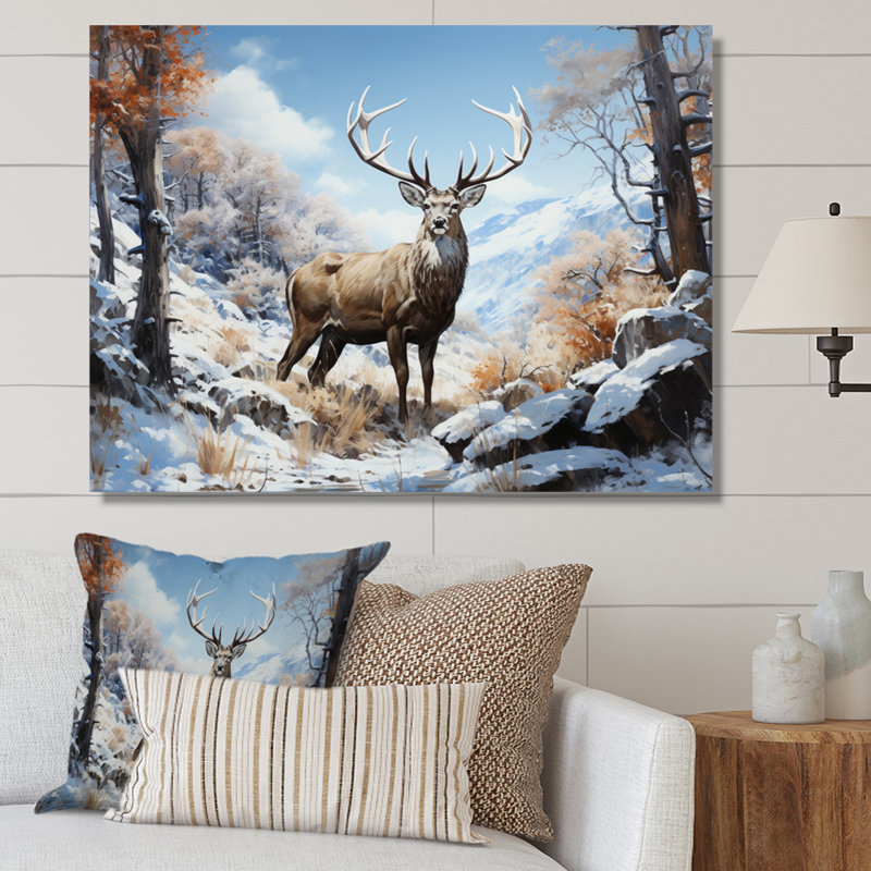 «Deer Winters Elegance» sur impression sur toile, H 12 po x l 20 po x P 1 po, Toile tendue