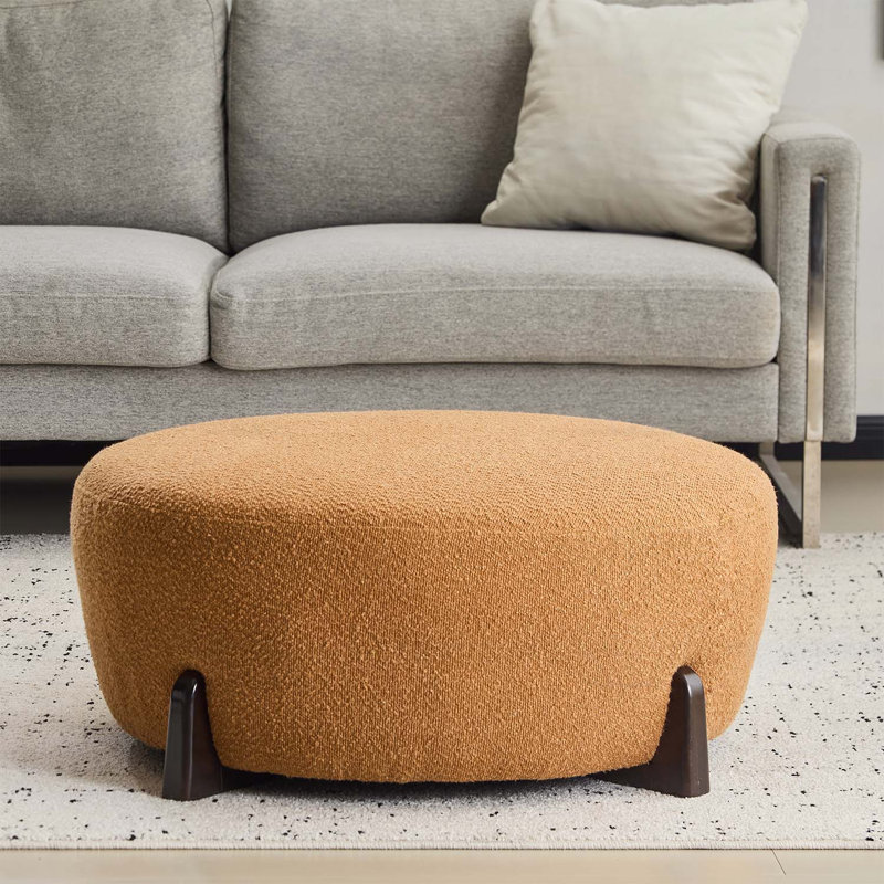 Repose-pieds repose-pieds seulement, Boucle, Natural Wood,Pumpkin Orange