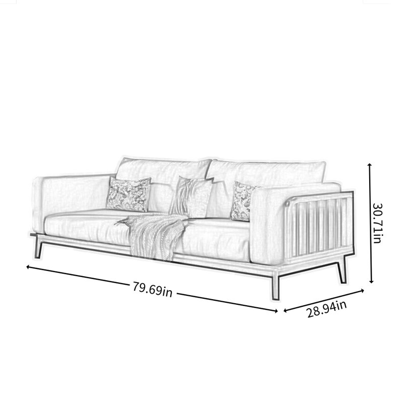 Retro White Straight - line Sofa