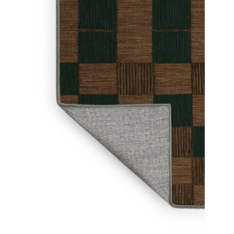 Tapis botanique brun lavable à la machine, Rond 4 pi