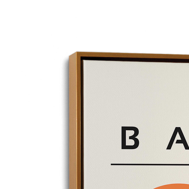 Ensemble de 2 rétro et circuits orange Bauhaus, Cadre flottant or poli, H 19 po x l 26 po