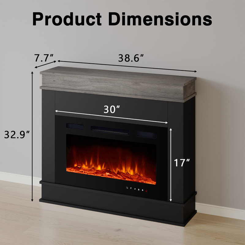 Adona Belfry Heating 98cm W Electric Fireplace with 5000 BTU, Black