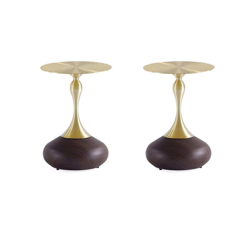 Table de bout moderne Patchin avec plateau en acier inoxydable brun et or Patchin