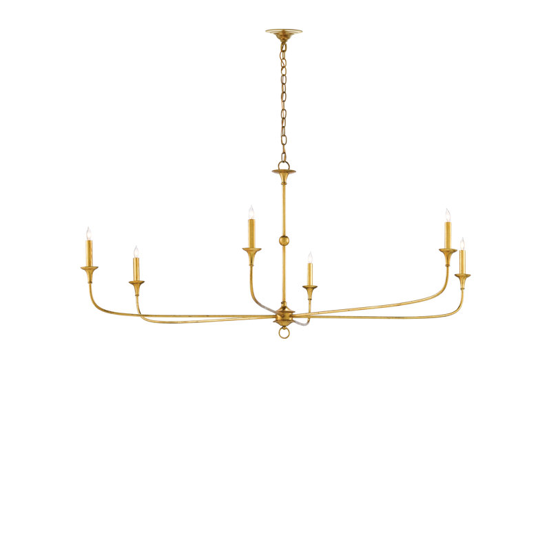 Nottaway 6 - Light Chandelier, Contemporary Gold Leaf