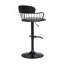 Tabouret de bar réglable en bois noir et similicuir gris