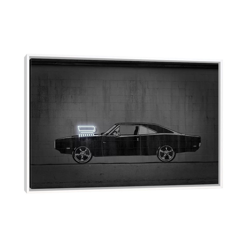 Impression d’art graphique « charger » par octave Mielu, Pas de tapis, H 26 po x l 40 po x 1,5 po, Toile blanche encadrée