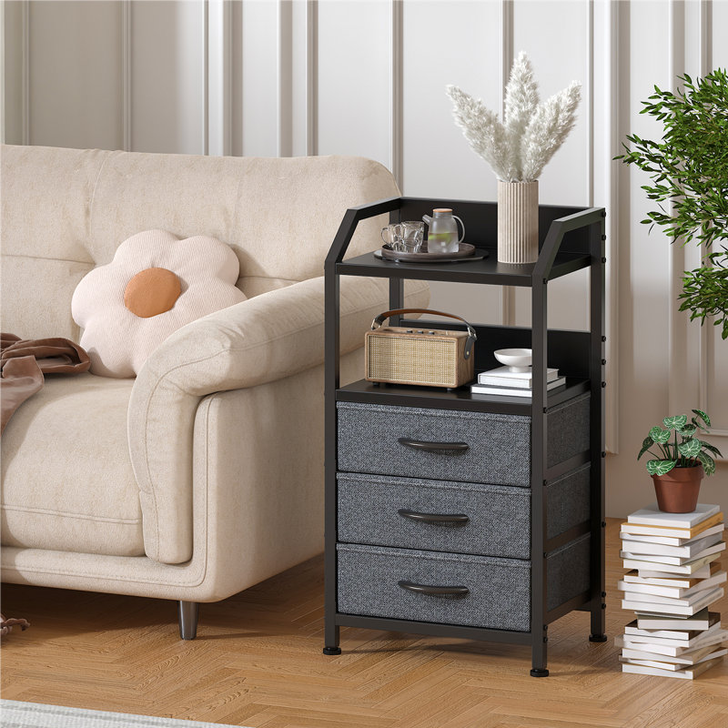 40cm W Bedside Table, Deep Grey-2pcs
