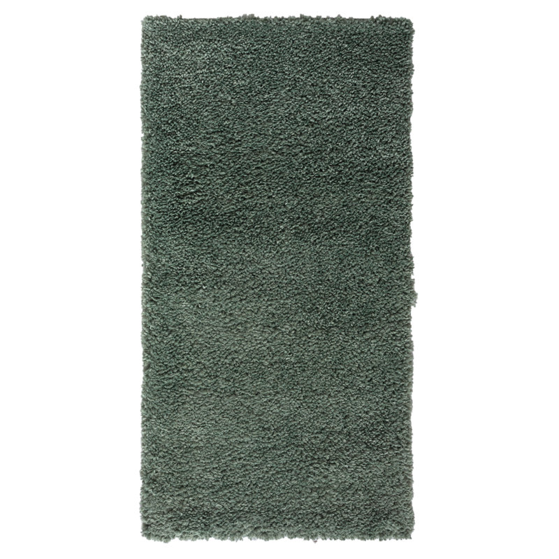 Lush shaggy carpet in  green, Rectangular 70 x 140cm