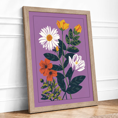 Mid-Century Floral Arrangement Botanical - Framed Print