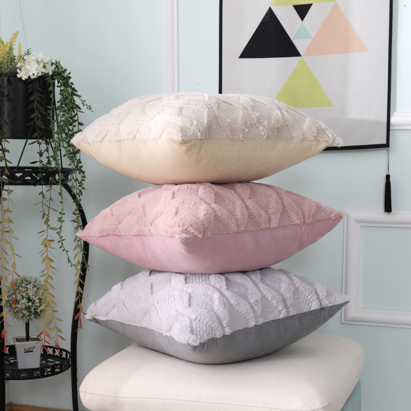 Fluffy Plush Geo Square Cushion Covers 45x45cm