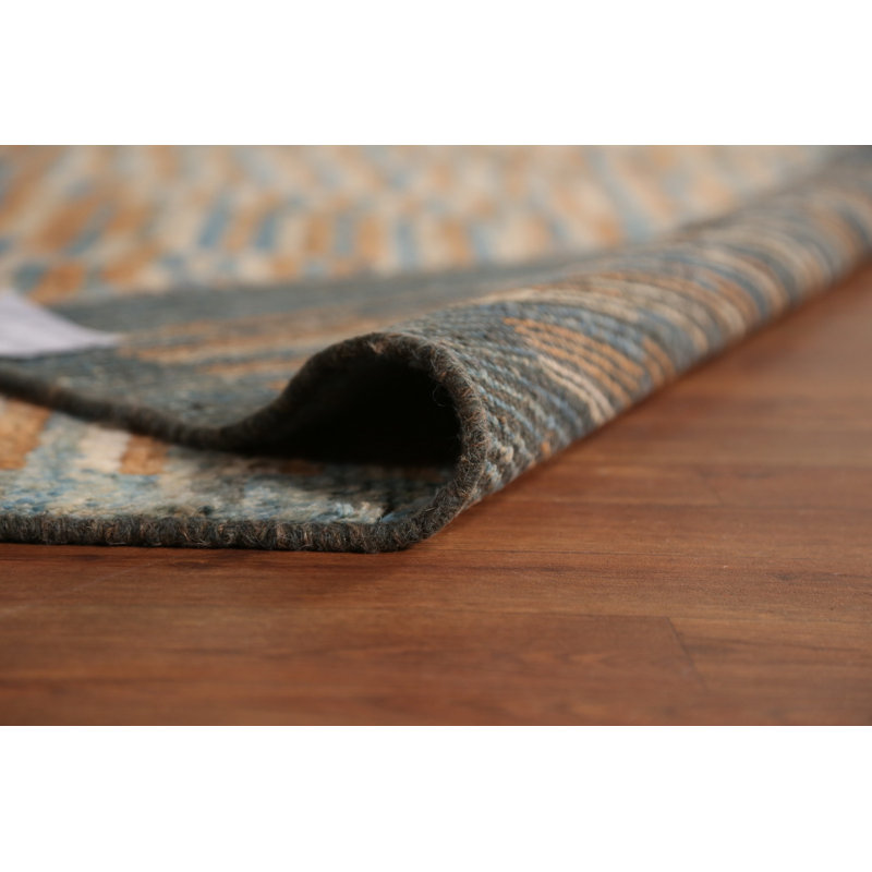Tapis oriental rayé marocain en laine 7 x 10
