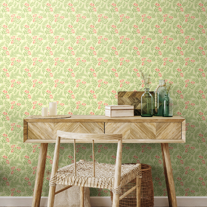 Petite Posy Seafoam Smooth Matt Wallpaper, Green