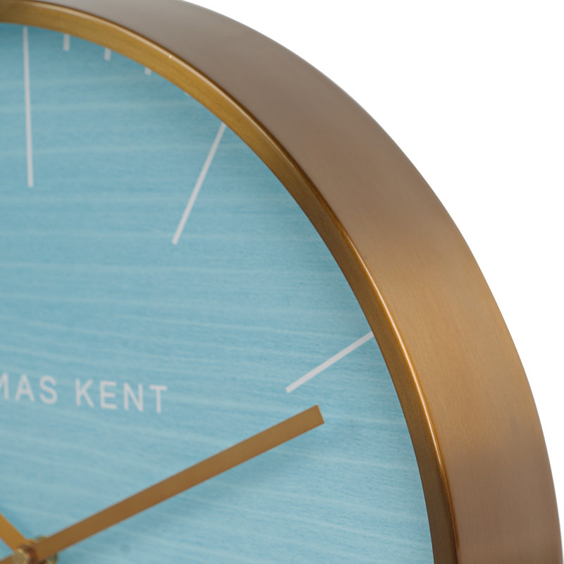 Metal Wall Clock, Light Blue/Gold