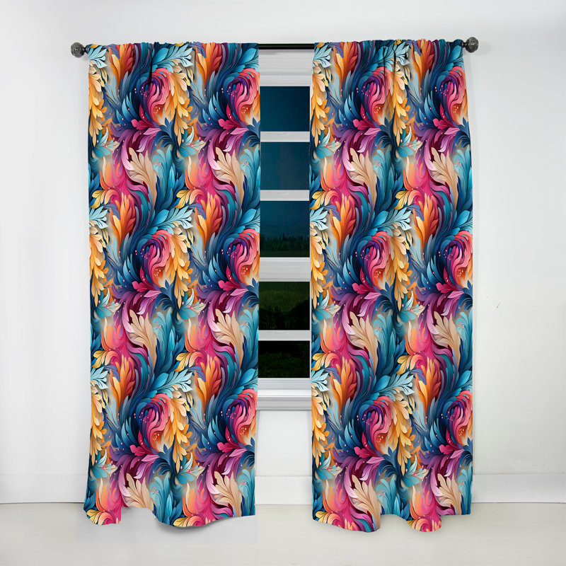 Ethno Paisley Harmony Fuse Marble Motif I - Rideau obscurcissant abstrait en marbre - 1 panneaux, L 52 po x L 84 po