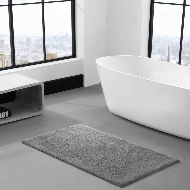 1PC 20X30" Bath Rug, Rectangle 2'6" x 1'8", Gray