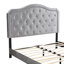 Lit rembourré avec capitonnage à boutons et conception incurvée, support de lattes en bois robuste, assemblage facile, matériau en velours et lumières DEL pour un sommeil confortable-441995245