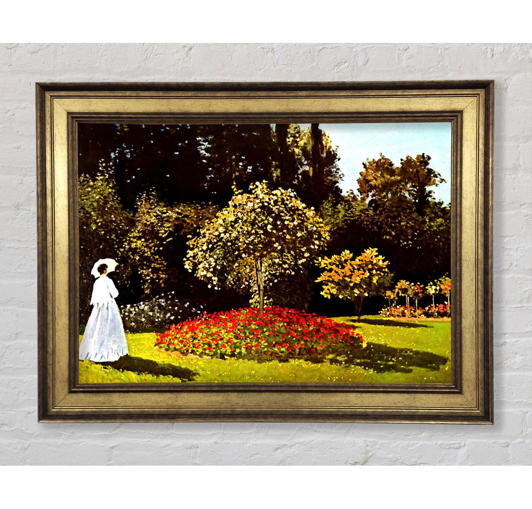 Monet Frau im Park mit Mohnblumen - Druck