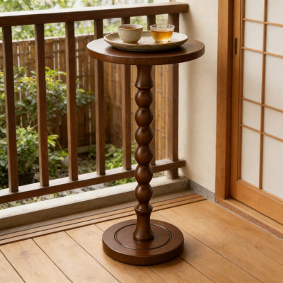 Table d'appoint ronde moderne avec piédestal en bois de chêne pour les petits espaces, table de bout à assemblage sans outil et table de chevet pour le salon, la chambre à coucher et le bureau