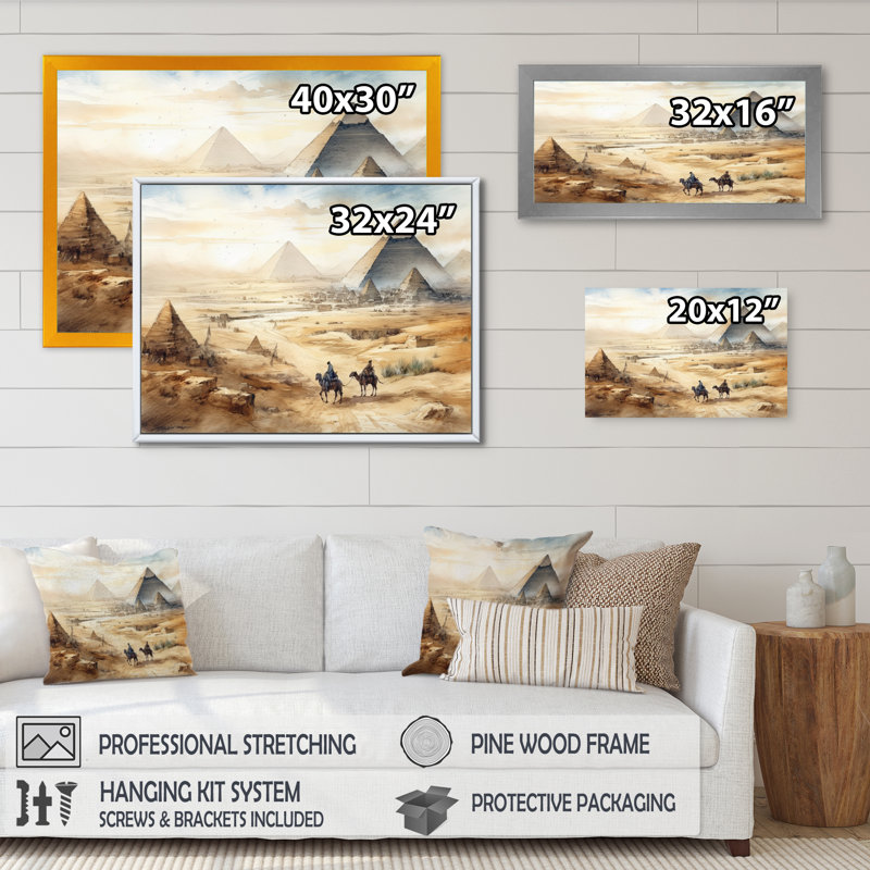 Camel Ride Through the Desert II - reproduction, H 12 po x l 20 po x P 1 po, Cadre flottant noir