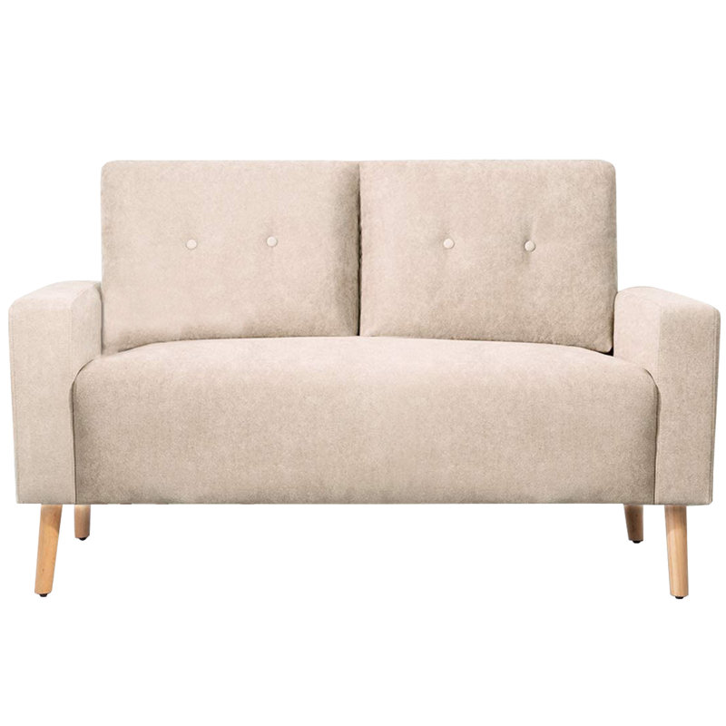 Upholstered 56.3'' Sofa, Beige Microfiber/Microsuede