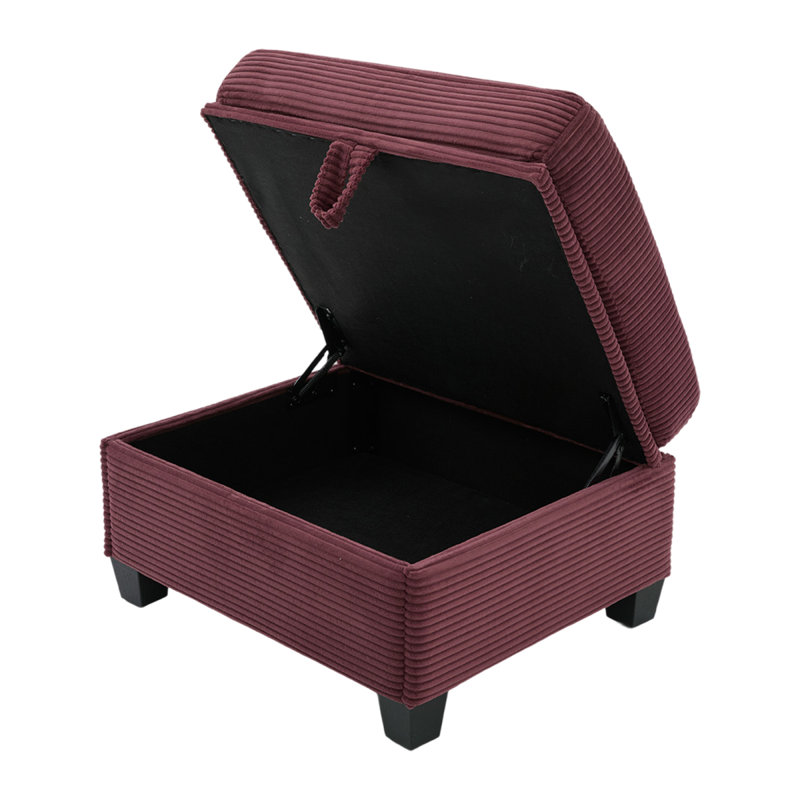 Canapé en velours côtelé L-Type de United We Win: conception segmentée à 4 places avec porte-gobelet / USB / boîte de rangement, équipé d'une console mobile et d'un espace de rangement de style repose-pieds, optimisé pour
