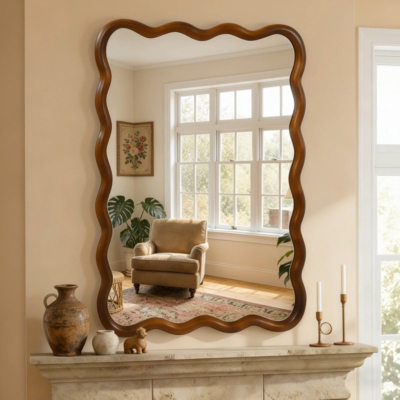 Miroir décoratif rectangulaire en bois massif 24 po x 36 po noir noyer noir, pour chambre à coucher, salle de bain, salon, entrée