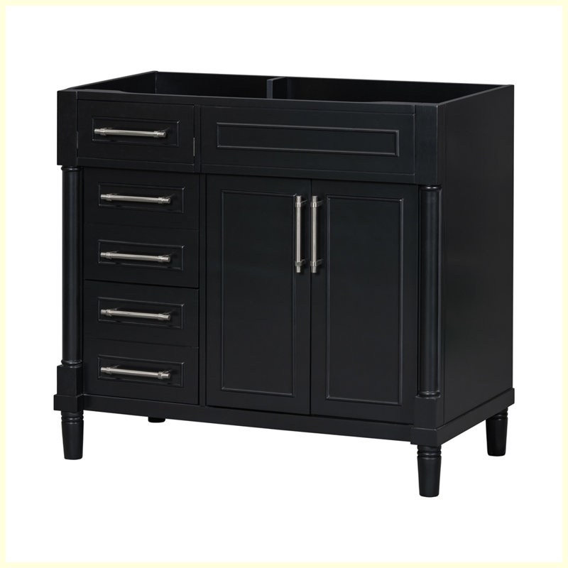 Modern Freestanding Bathroom Storage Cabinet with 2 Drawers and a Tip-out Drawer