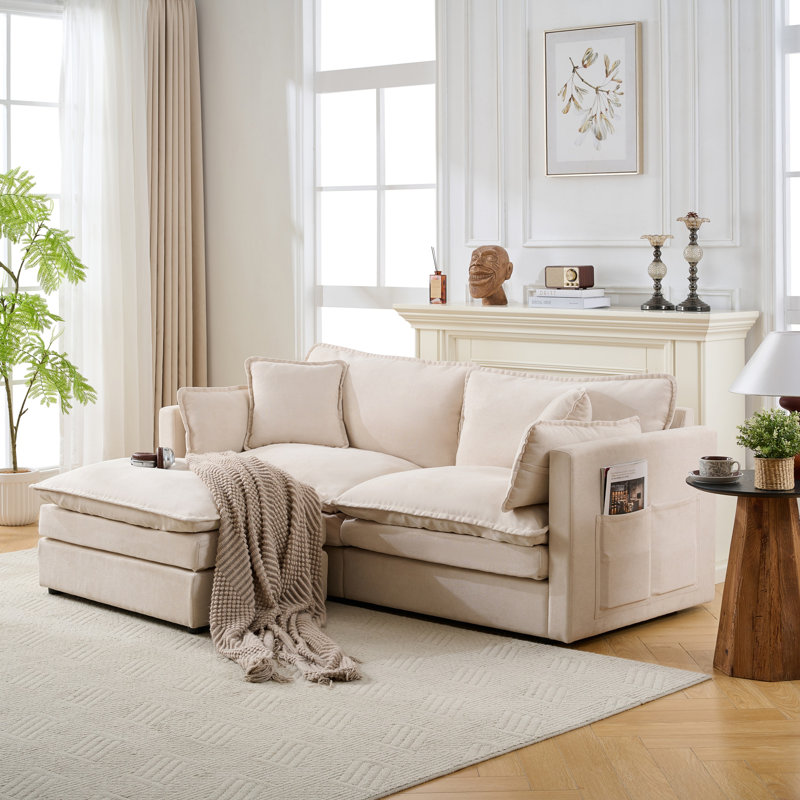 Deep Seat Sectional Sofa, 74.6" Modern Sectional Sofa Cloud Couch