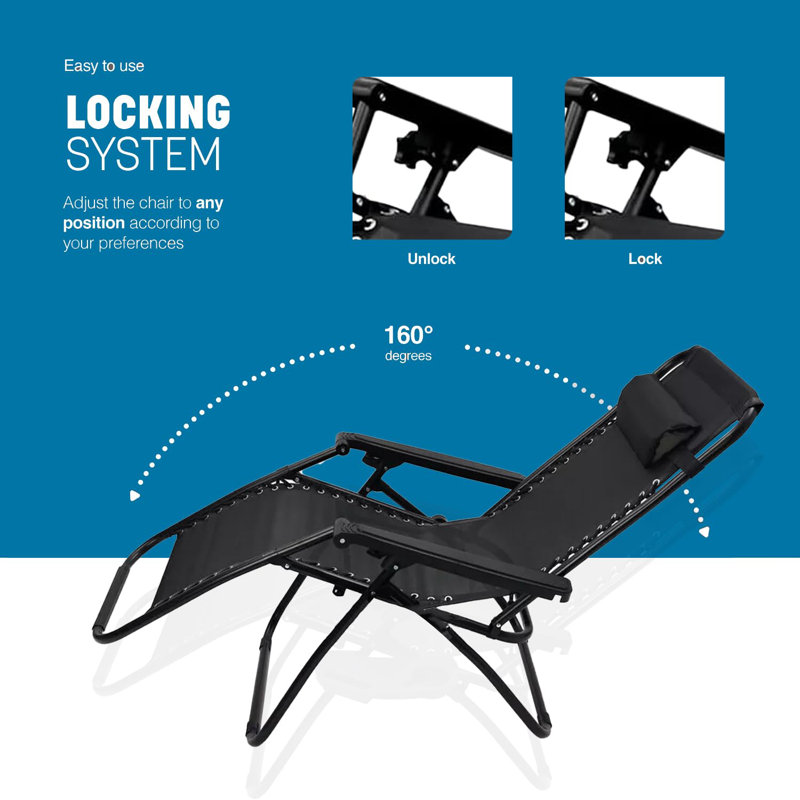 Caelainn 2 Reclining Chairs Folding Recliner Chair with Cushions with Adjustable Head Rest