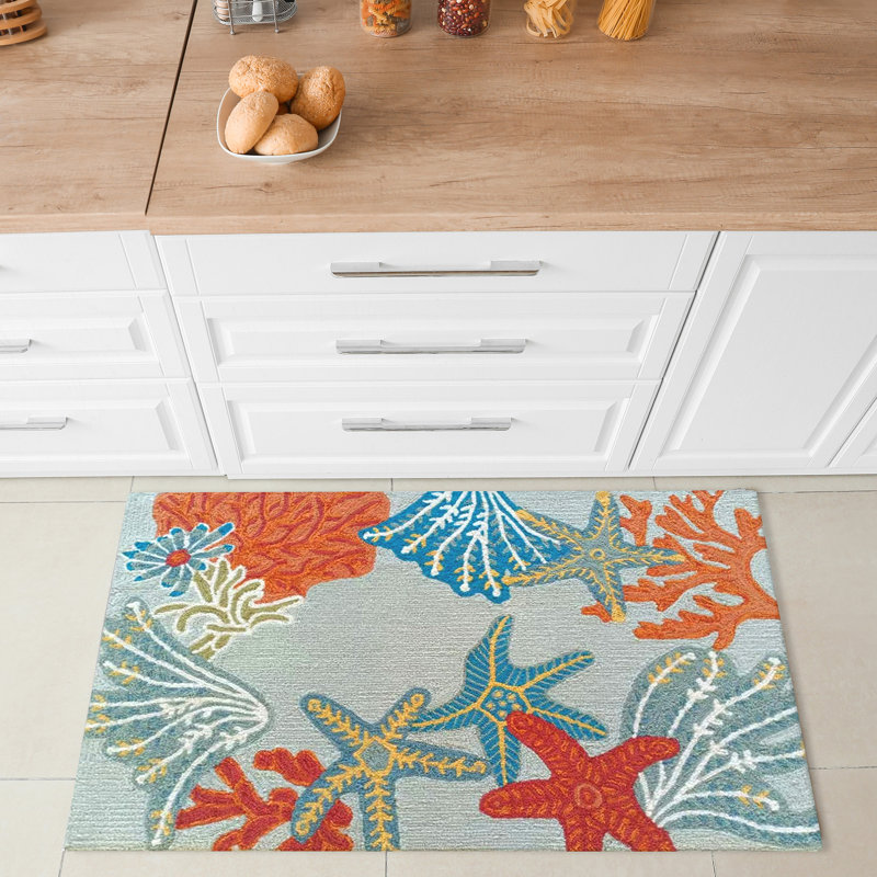 Tapis bleu touffeté à la main Hemsworth, Rectangle 2 pi 6 po x 4 pi
