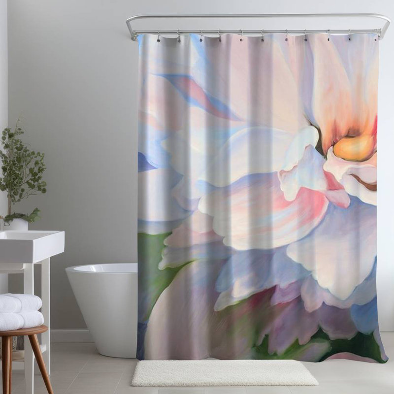 Floral – Polyester Shower Curtain, Dye Sublimation Print, 71" W × 74" L