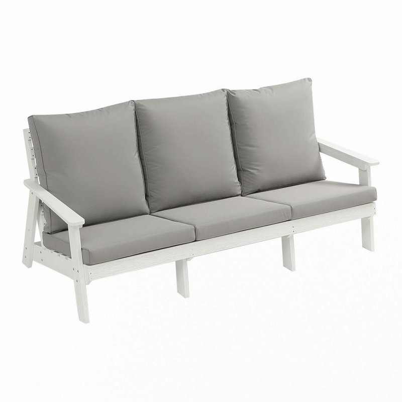 HIPS 3 Seater Sofa With Cushion, Gray Cushion/White Frame