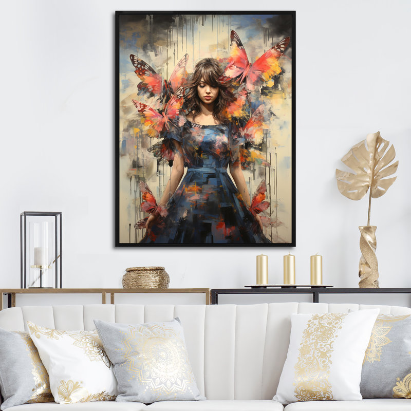 «Hippie Woman Renaissance Botanicals II - Pop Art», reproduction d'art mural, Cadre flottant noir, H 20 po x l 12 po