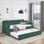Canapé-lit Lit de jour simple en velours capitonné avec couchette Mid-Century, vert sauge | L 80,5 po x P 44,5 po x H 33,5 po