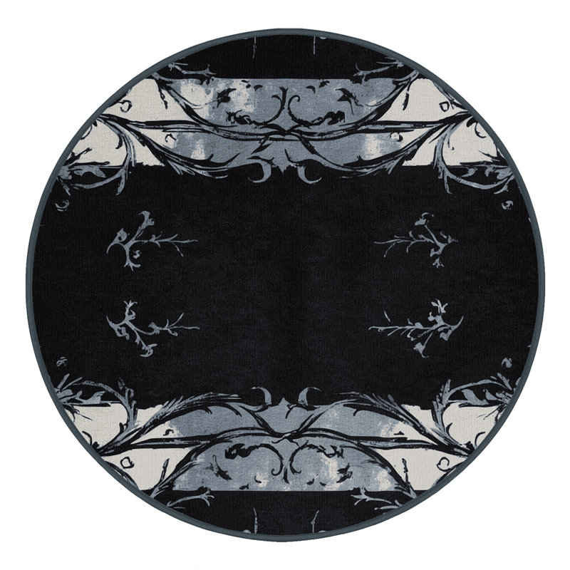 Charcoal Garden Rug, Round 8'