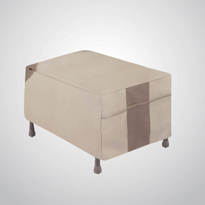 Rebrilliant Monterey Outdoor Patio Ottoman/Side Table Cover - Water Resistant (32 W X 22 D X 17 H Inches) Beige, Model 2946E7FD6B154D5AB5E0A1009F45A5BC