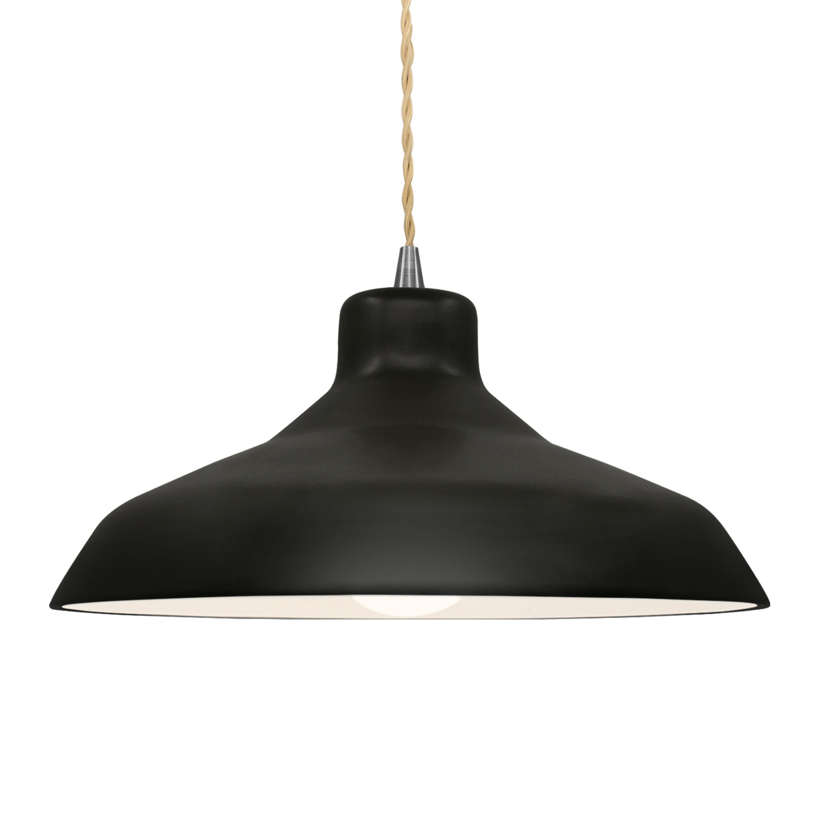 Fallon Ceramic Dimmable Pendant, 7.5" H x 15.5" W x 15.5" D, Carbon Matte Black, Brushed Nickel
