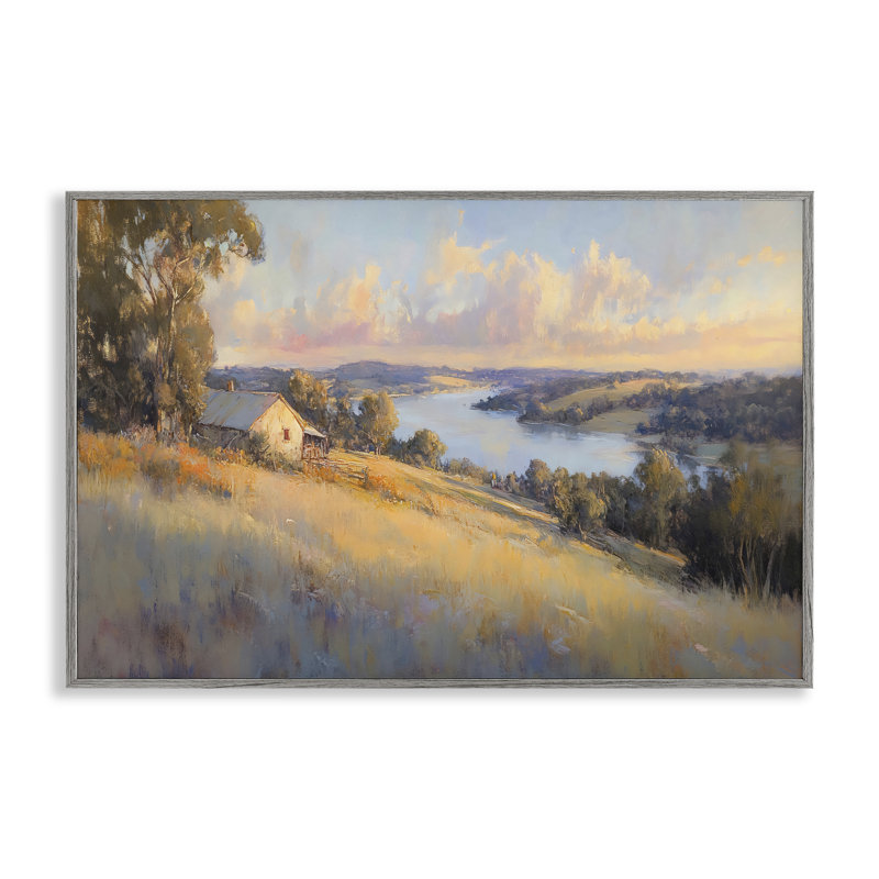 Giclée encadrée Hillpoint Cottage in Sunset Glow, design by Creative Studio, 12 x 18, Farmhouse Grey Giclee Framed