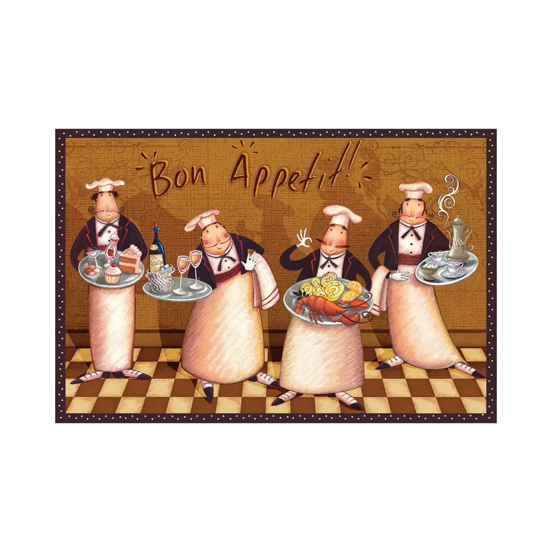 Chefs 'Bon Appetit par Viv Eisner - impression d'art graphique, Toile tendue, H 8 po x l 12 po x P 0,75 po