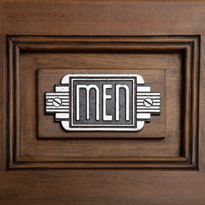 Streamlined Art Deco Men's Room Door Sign