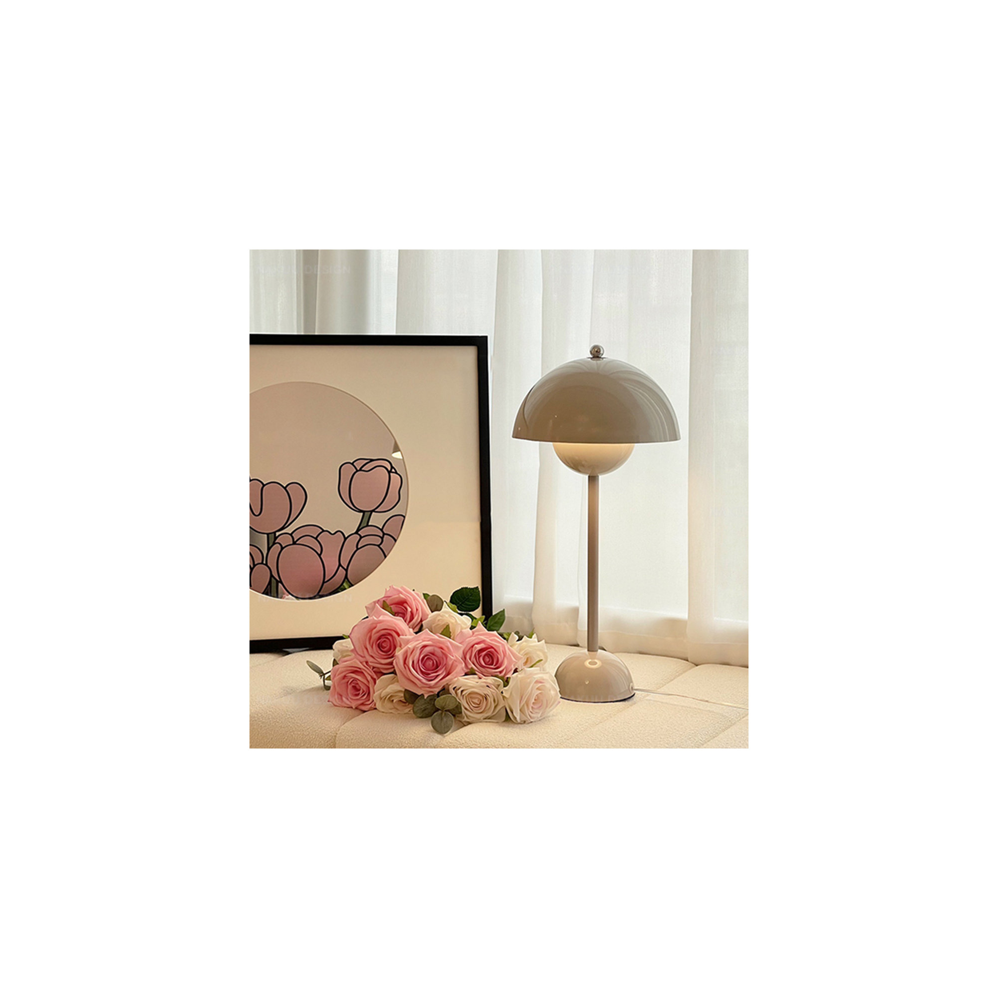 Brunilde Adjustable Metal Table Lamp, Gray, Gray